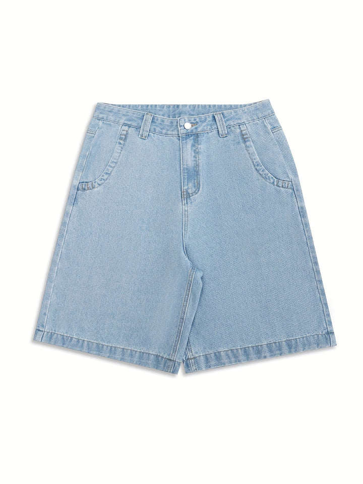 Afslappede bermudashorts i denim – løs pasform med elegant blomsterbroderi