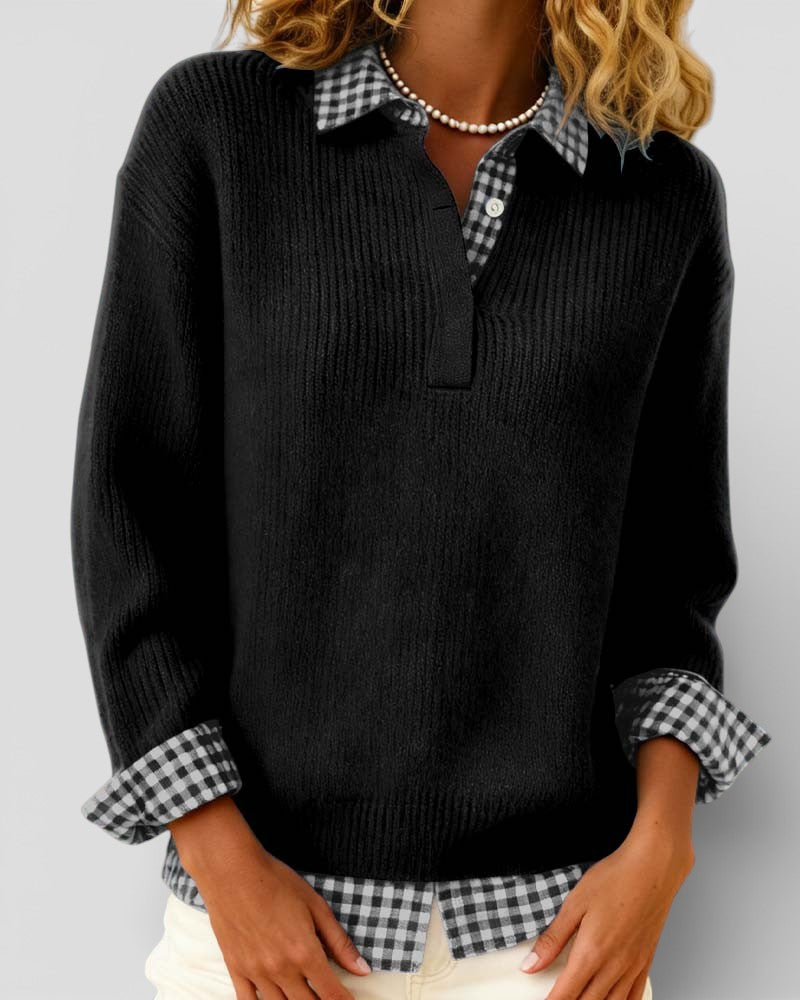 Smart strikket sweater med V-hals