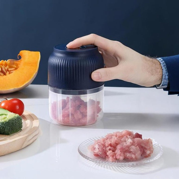 USB-genopladelig mini-hakker med 4 klinger i rustfrit stål, 300 ml skål