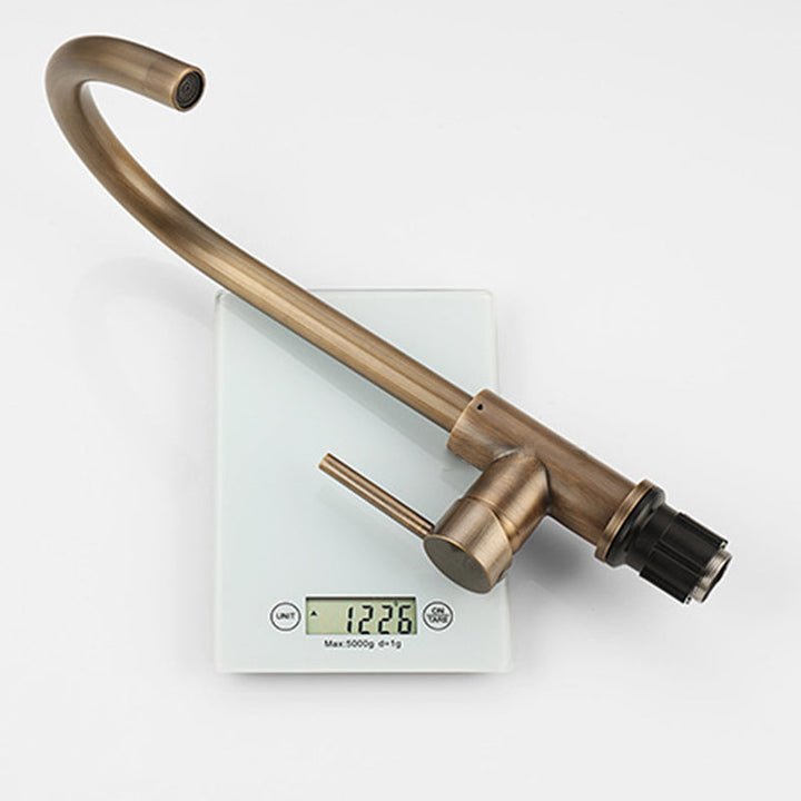 Køkkenarmatur i messing med ét greb og antik bronzefinish