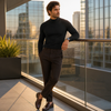Slim fit-langærmet trøje med foldbar høj krave til mænd