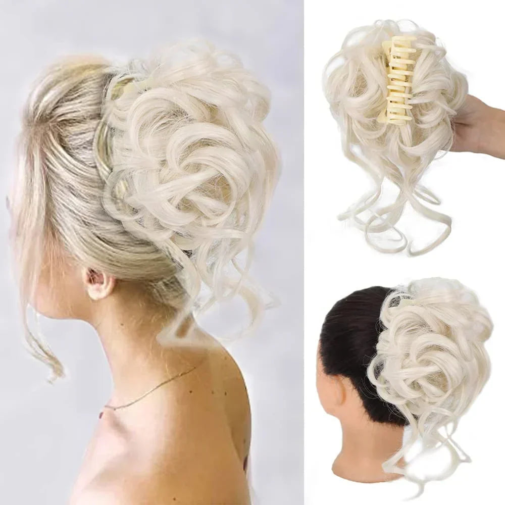 Krøllet chignon – clip-in hairextensions med volumen og naturligt udseende