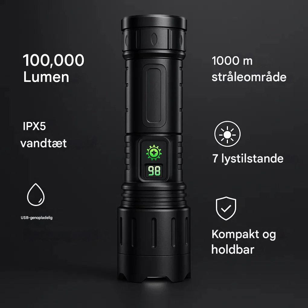 100.000 lumen lommelygte