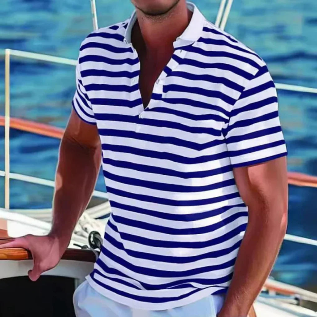 Retro striped polo til mænd