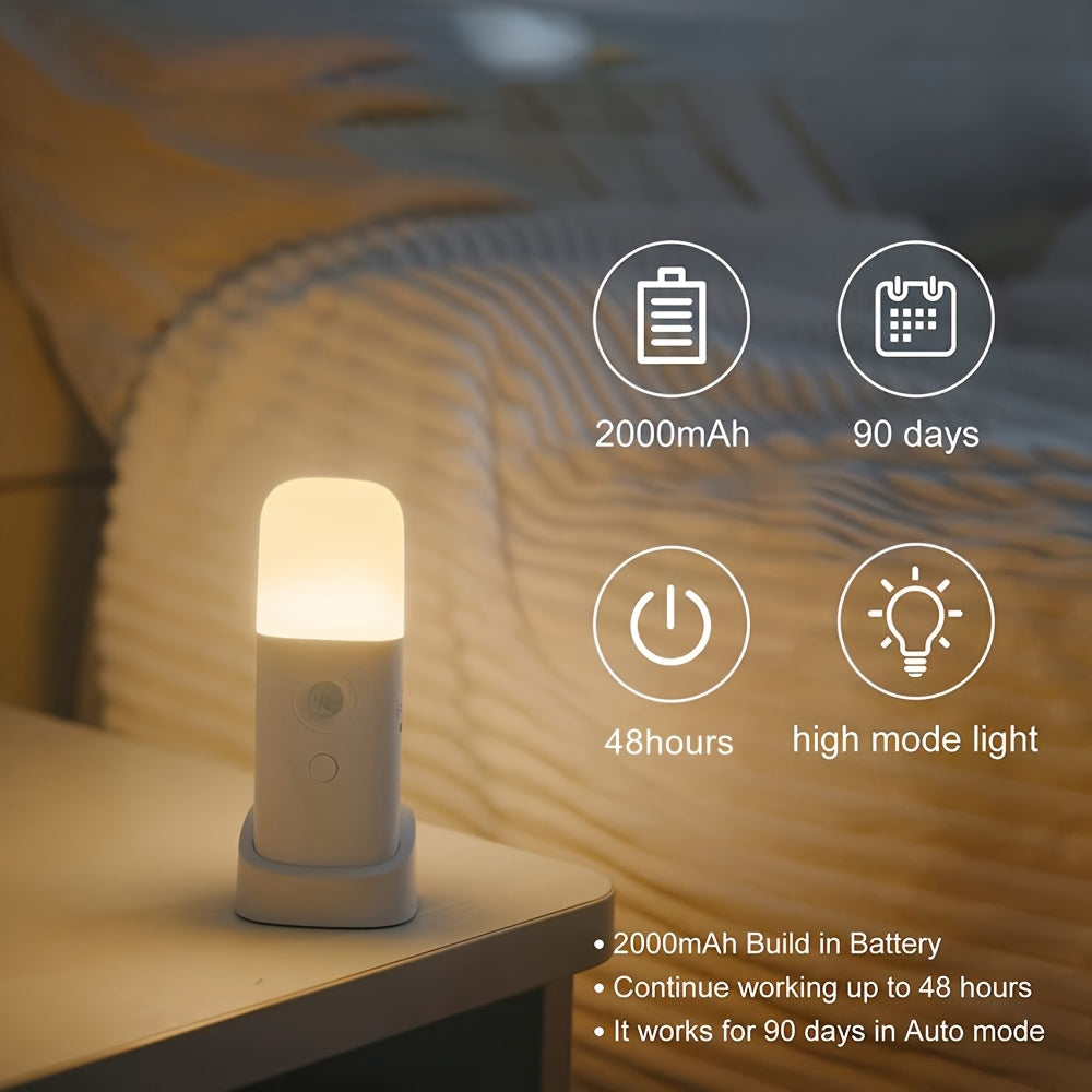 LED-Natlampe med Bevægelsessensor – USB-Genopladelig og Justerbar Lysstyrke til Soveværelser og Gange