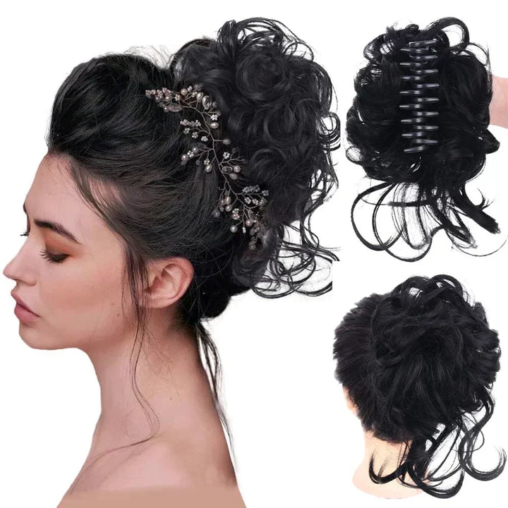 Krøllet chignon – clip-in hairextensions med volumen og naturligt udseende