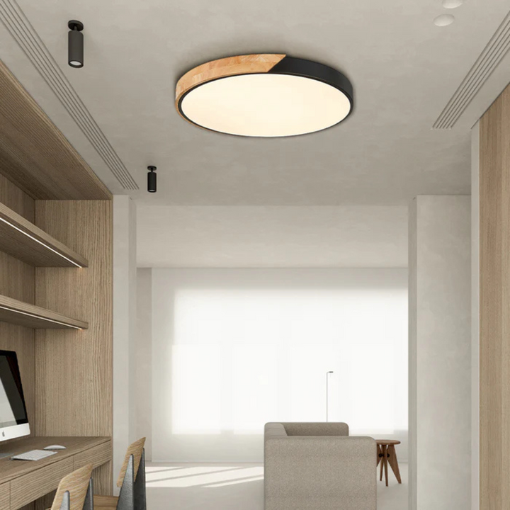 Delos Scandi-loftlampe i træ | Naturlig LED-designlampe