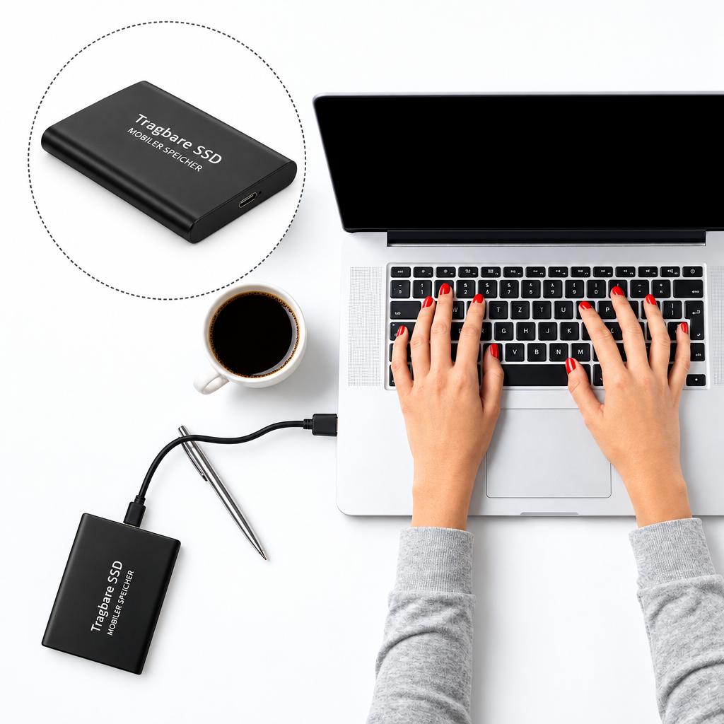 Bærbar 30 TB SSD med robust hus