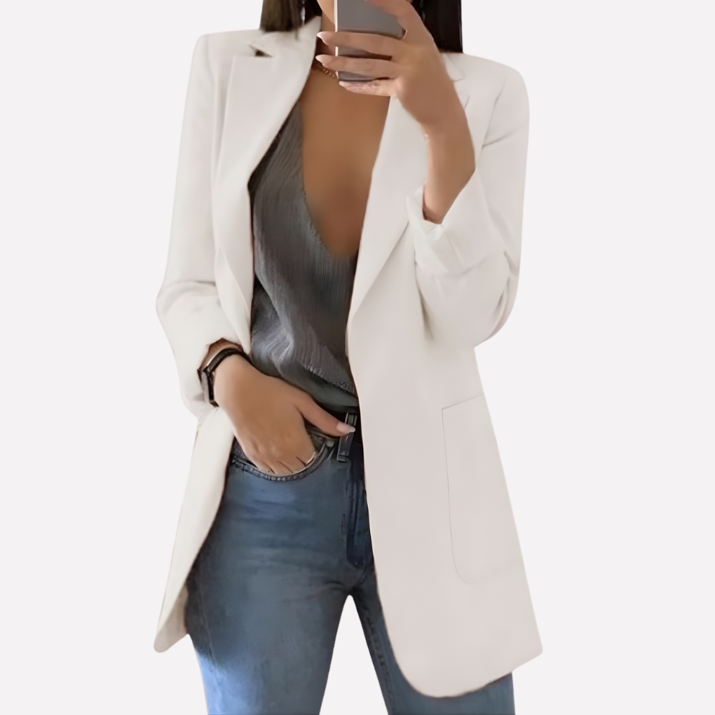 Kvinders Front Pocket Blazer – Struktureret Hverdagslag