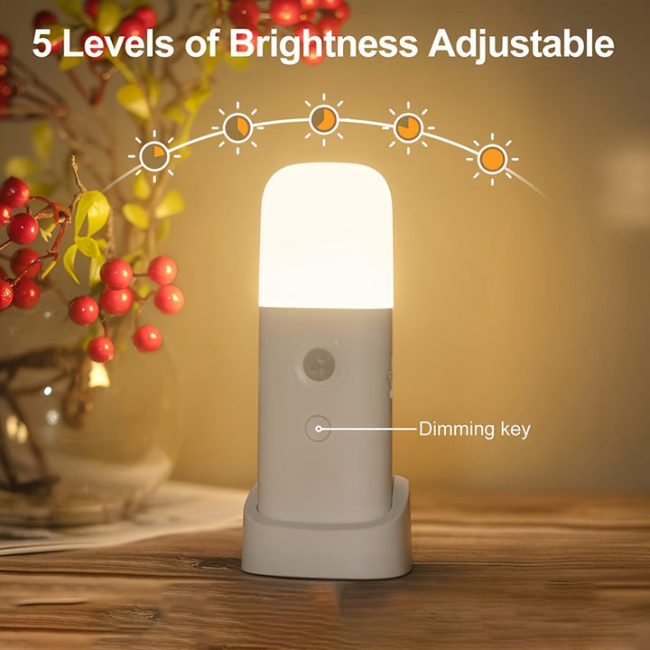 LED-Natlampe med Bevægelsessensor – USB-Genopladelig og Justerbar Lysstyrke til Soveværelser og Gange