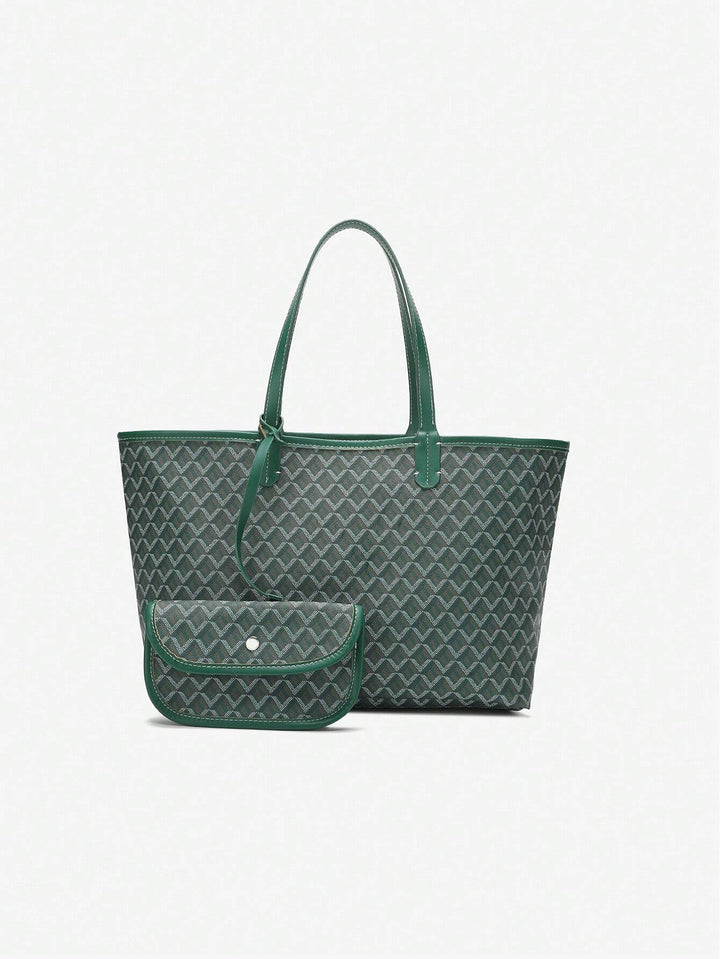 Afslappet Skuldertaske i PVC til Kvinder | Tote Bag | Stor Let Taske til Studerende