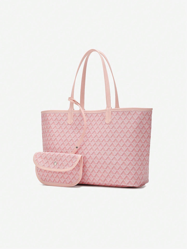 Afslappet Skuldertaske i PVC til Kvinder | Tote Bag | Stor Let Taske til Studerende