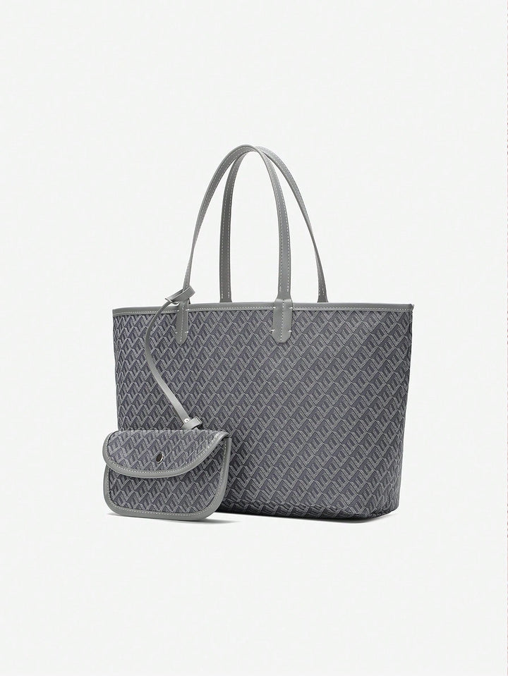 Afslappet Skuldertaske i PVC til Kvinder | Tote Bag | Stor Let Taske til Studerende