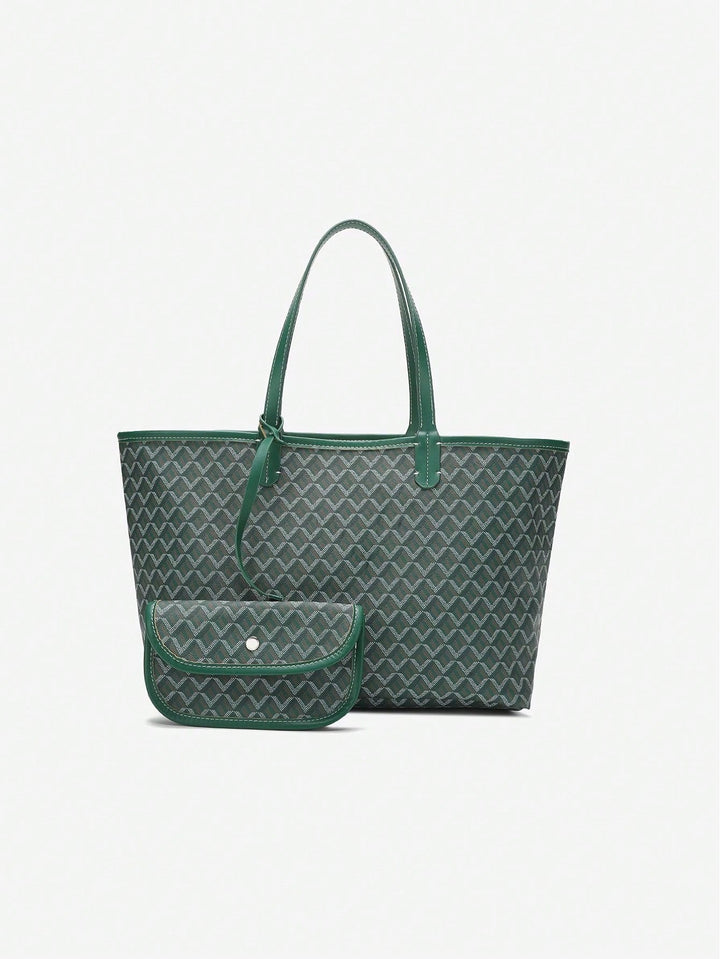 Afslappet Skuldertaske i PVC til Kvinder | Tote Bag | Stor Let Taske til Studerende