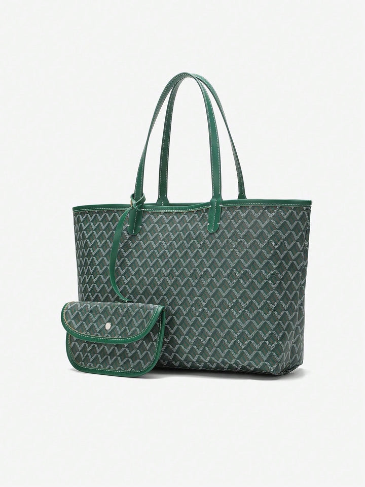Afslappet Skuldertaske i PVC til Kvinder | Tote Bag | Stor Let Taske til Studerende