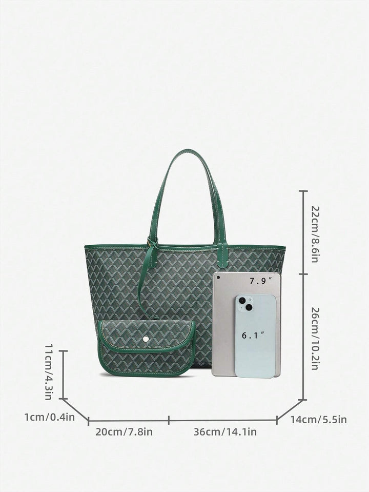 Afslappet Skuldertaske i PVC til Kvinder | Tote Bag | Stor Let Taske til Studerende