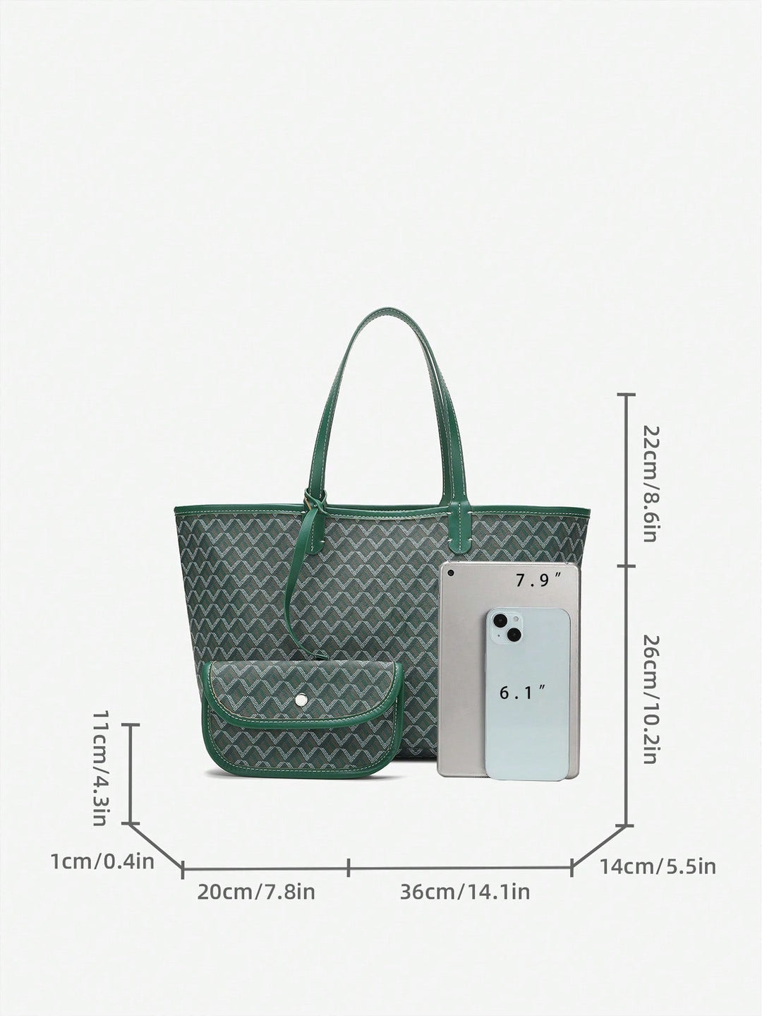 Afslappet Skuldertaske i PVC til Kvinder | Tote Bag | Stor Let Taske til Studerende