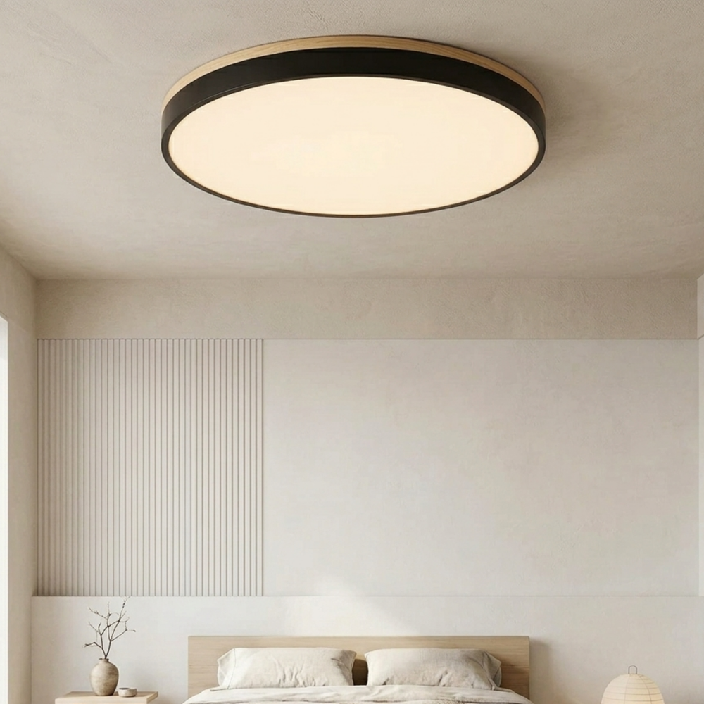 Rund skive-loftlampe – flad, indbygget lampe