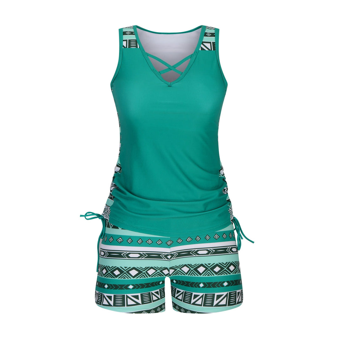 European And American Women's Seperated Swimwear High Waist Swimsuit Tied Top
