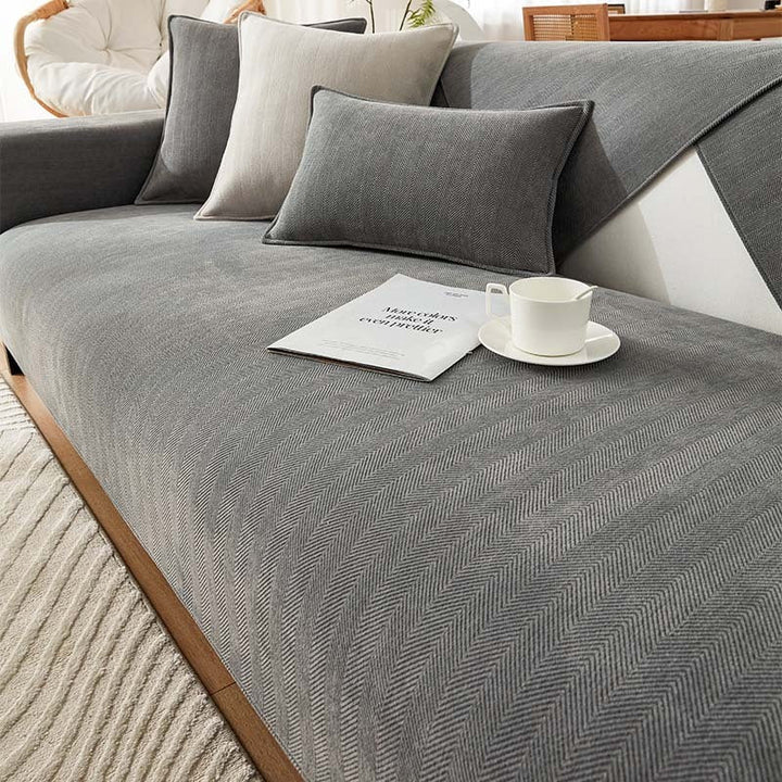 AestheticCover™ | Sofabetræk i chenille med sildebensmønster