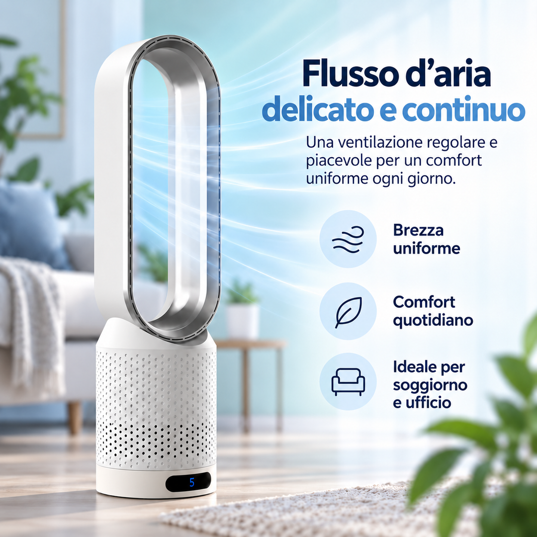 AirPure – Ultralydløs bladløs tårnventilator (< 32 dB)