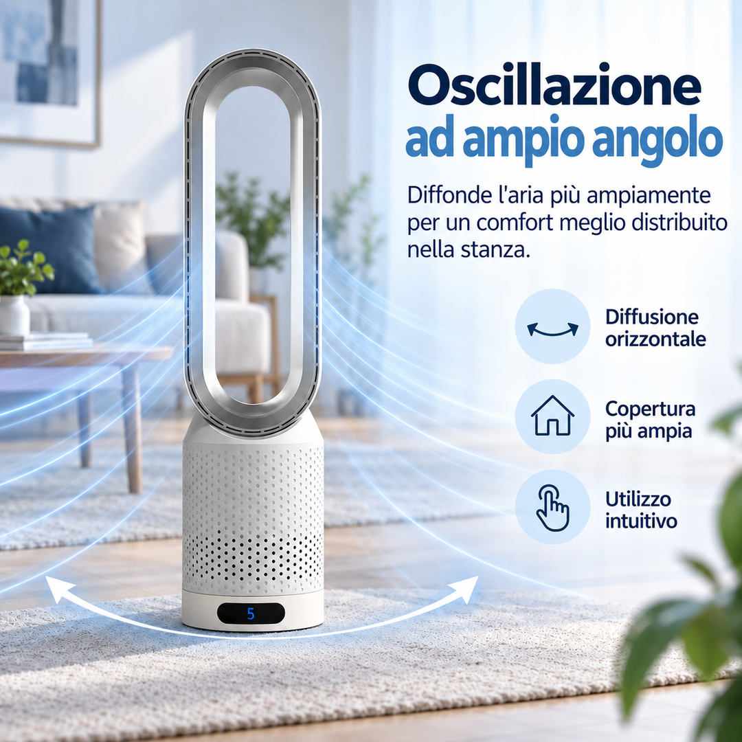 AirPure – Ultra-stille tårnventilator uden vinger (< 32 dB)