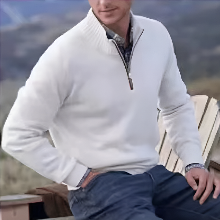 Herre sweater med halv lynlås