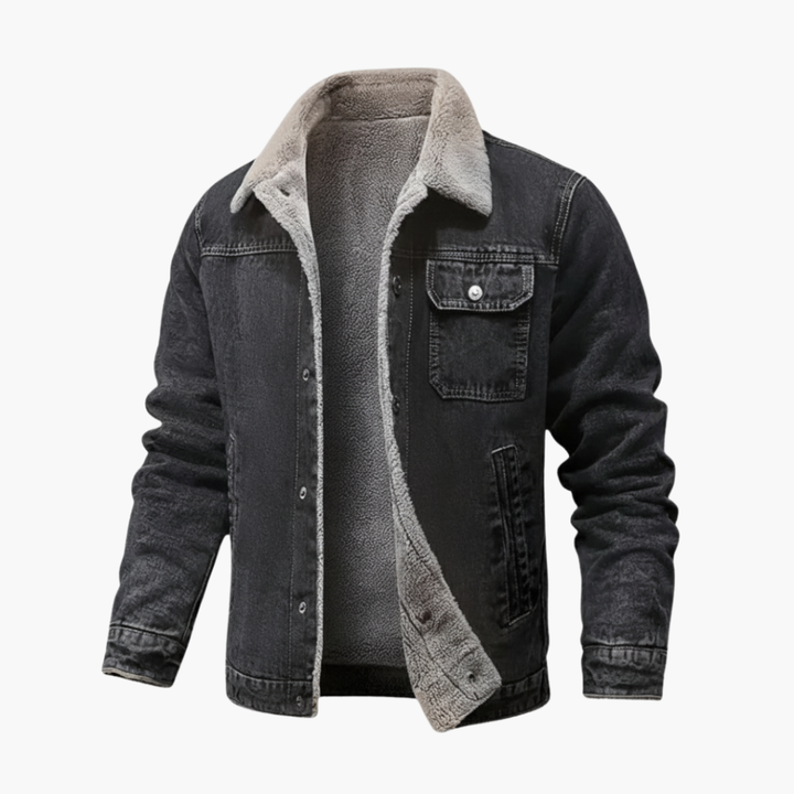 Herre Fleece-foret Denim Jakke Udsalgspris