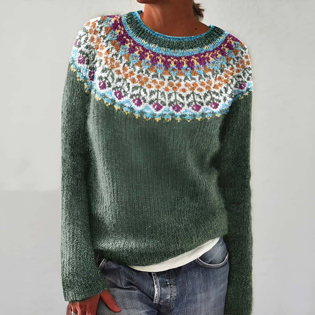 Kvinders sweater med havemønster