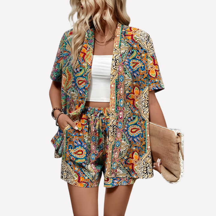 Dame Kimono-skjorte og Shorts