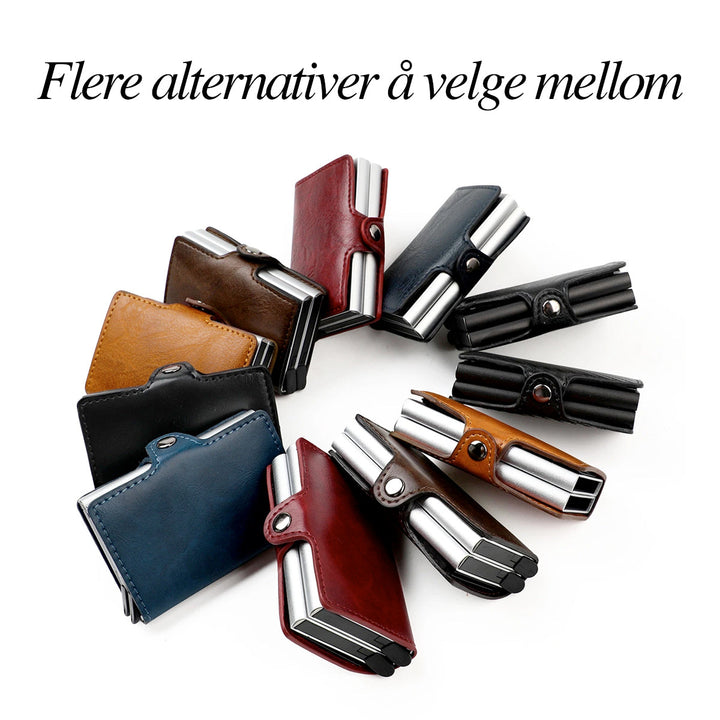 RFID-tegnebog med dobbelte pop-up-lommer i aluminium
