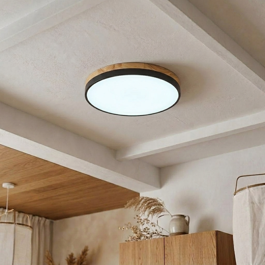Rund skive-loftlampe – flad, indbygget lampe