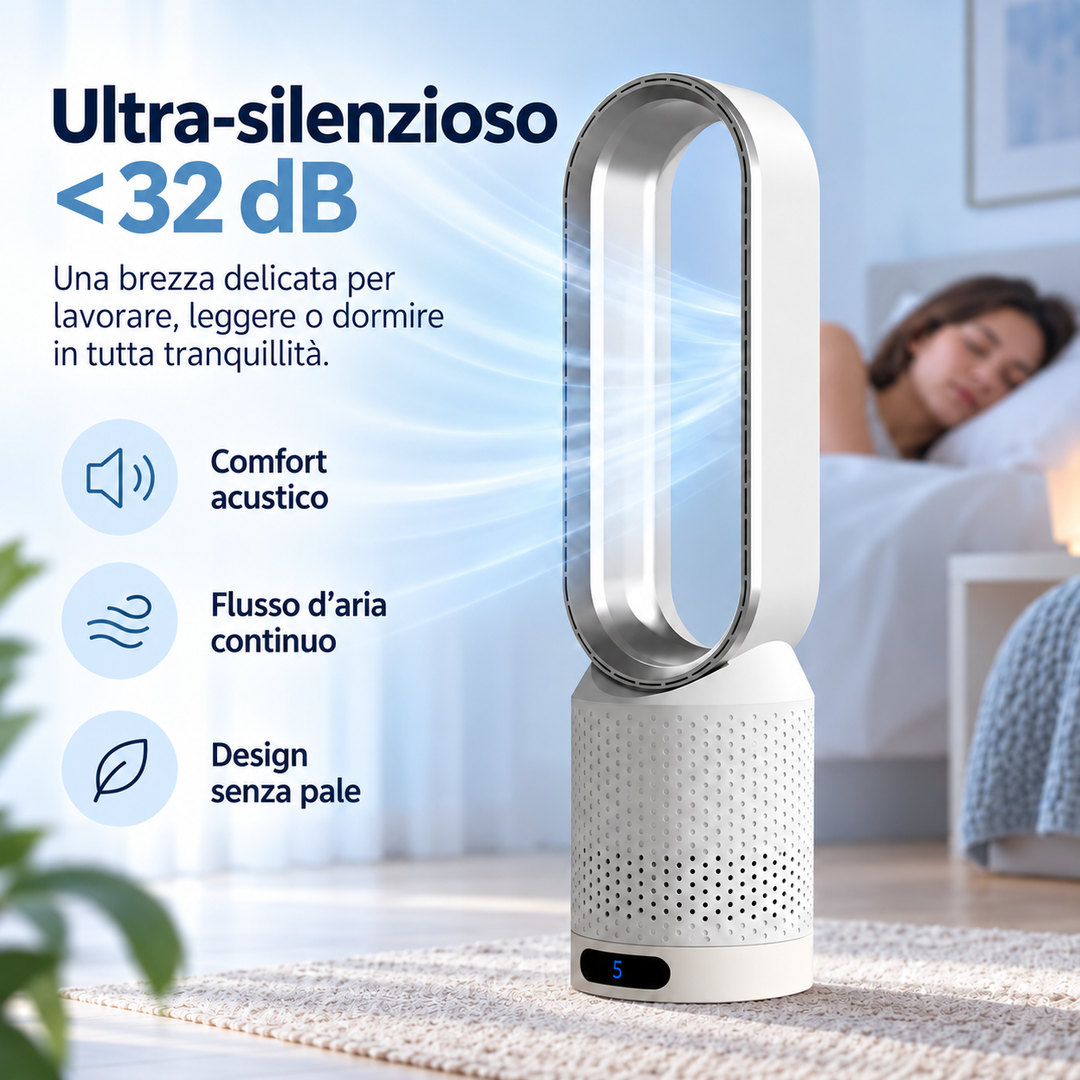 AirPure – Ultralydløs bladløs tårnventilator (< 32 dB)