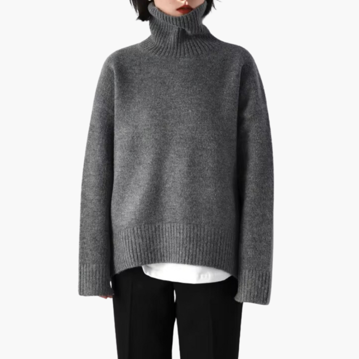 Kvinders Turtleneck Sweater med Lange Ærmer og Ribbet Tekstur