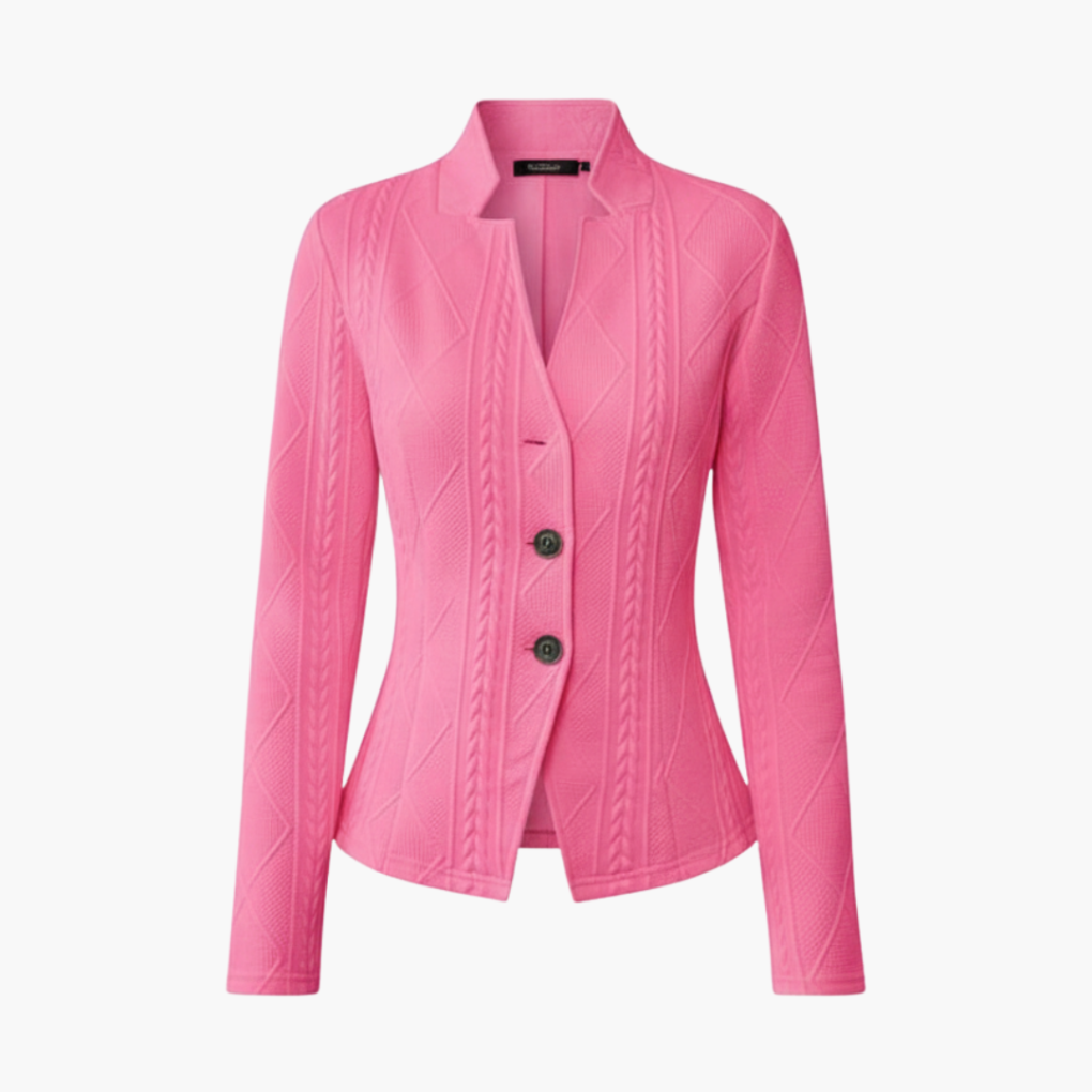 Kvinders Blazer med Slå-krave og Knaplukning