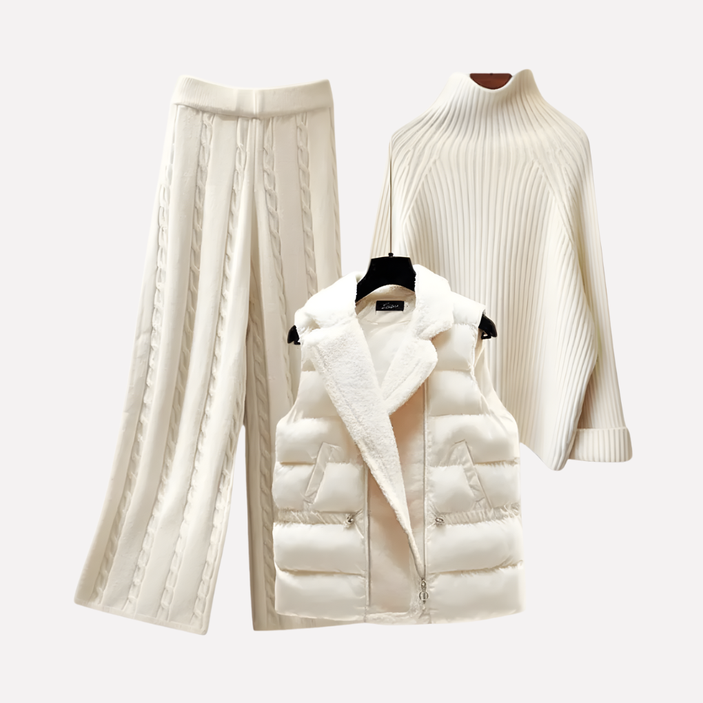 Kvinders Turtleneck, Bukser og Polstret Vest