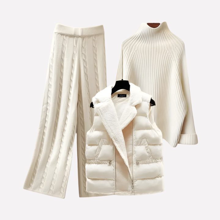 Kvinders Turtleneck, Bukser og Polstret Vest
