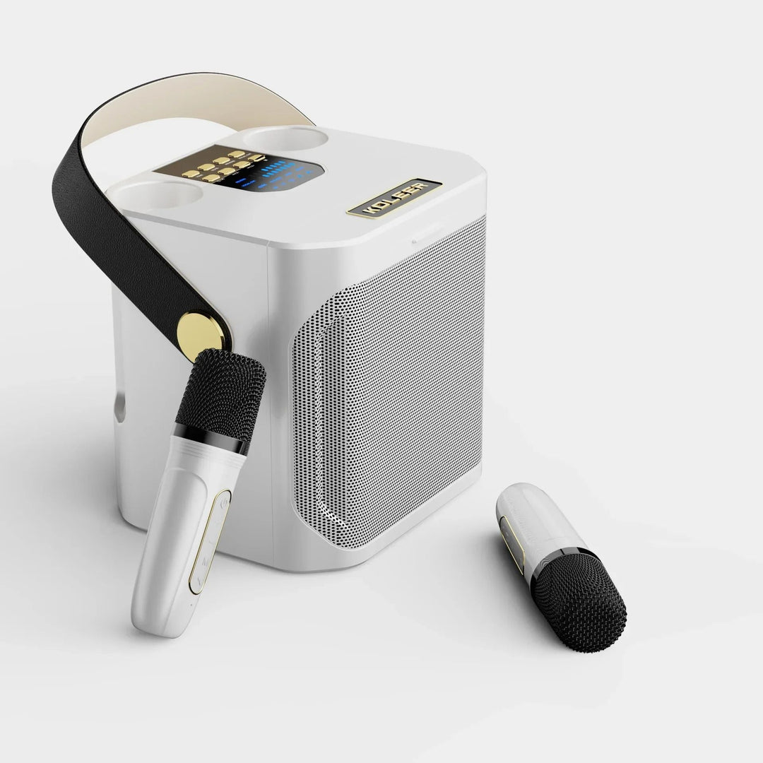 Kraftfuld Bluetooth-karaokehøjttaler – bærbar trådløs subwoofer med 360° surroundlyd og dobbelt mikrofon