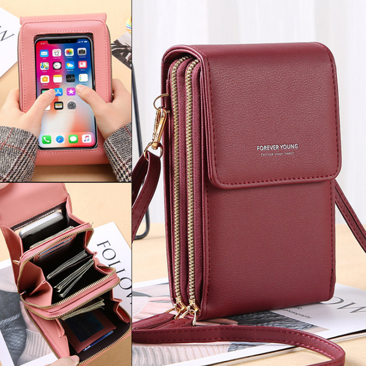 Telefontaske med touchscreen og pungfunktion – kompakt crossbody-taske til daglig brug