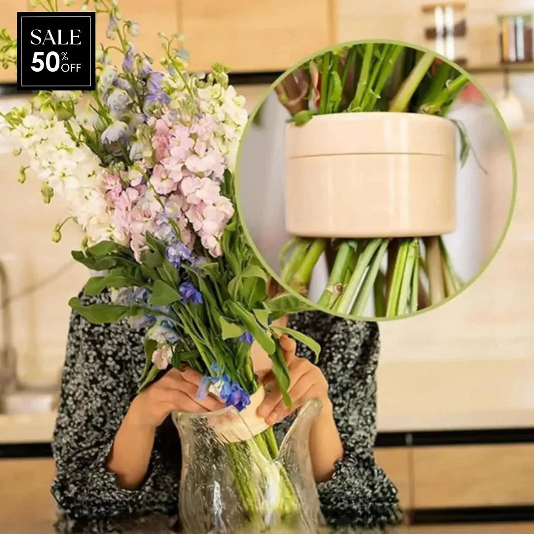 Genanvendelig blomsterarrangør-vaseindsats til opretstående, friske buketter
