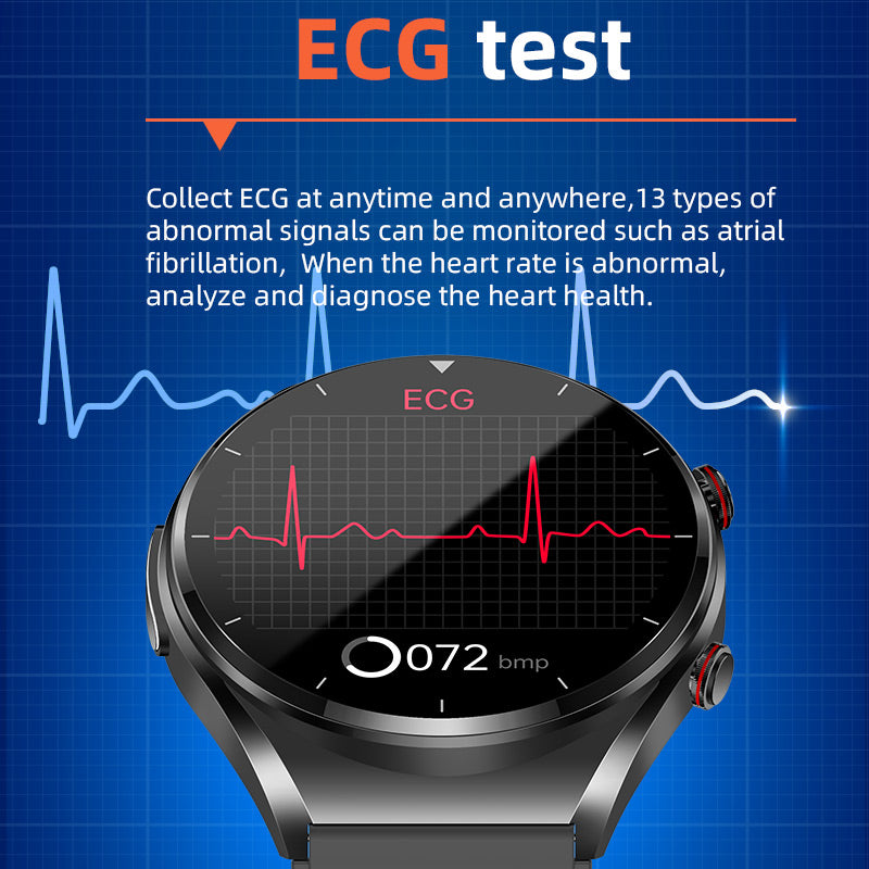 Blodsukkermåling med et klik|Blodsukker Blodtryk EKG|EKG HRV pulsovervågning Smart Health-ur