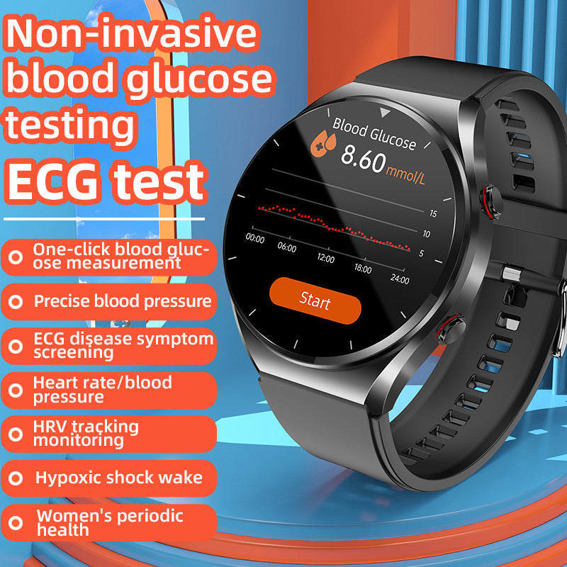 Blodsukkermåling med et klik|Blodsukker Blodtryk EKG|EKG HRV pulsovervågning Smart Health-ur