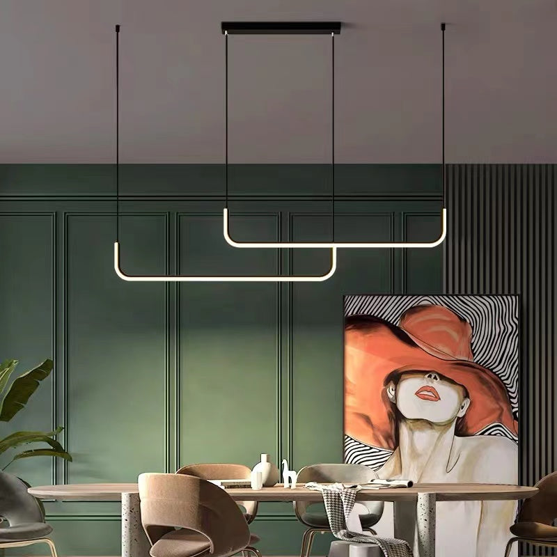 Arisha moderne LED-lysekrone i guld/sort metal til spisestue/stue