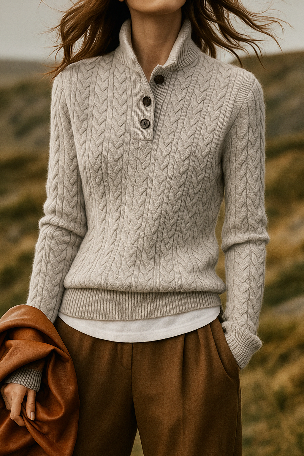 Arden cardigan i kashmir med knapper
