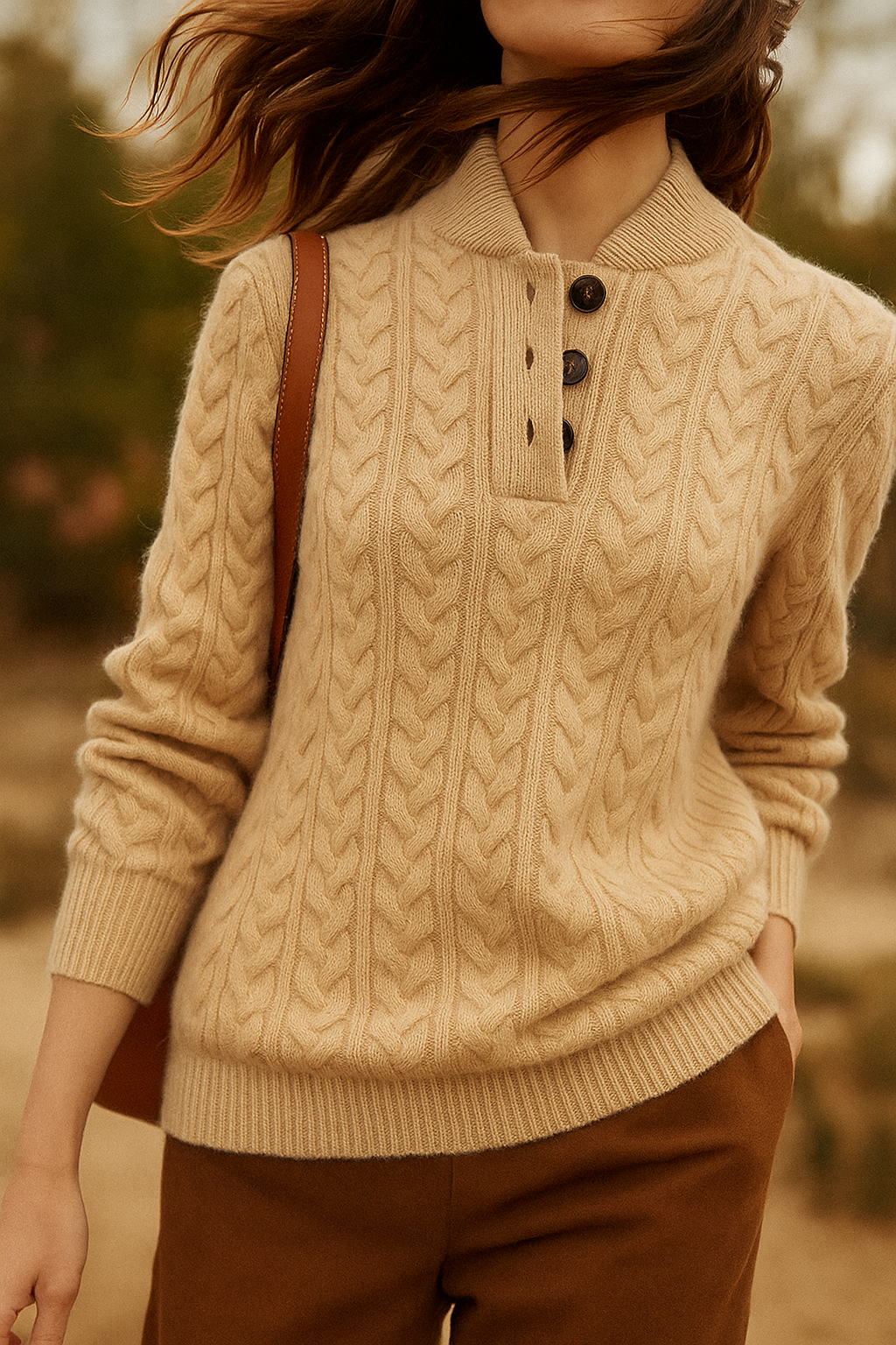 Arden cardigan i kashmir med knapper