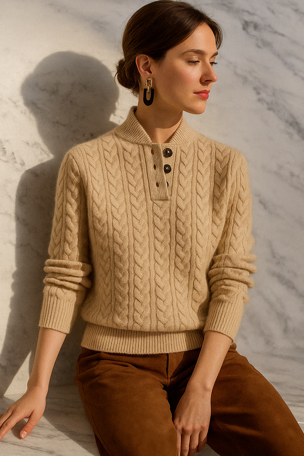Arden cardigan i kashmir med knapper