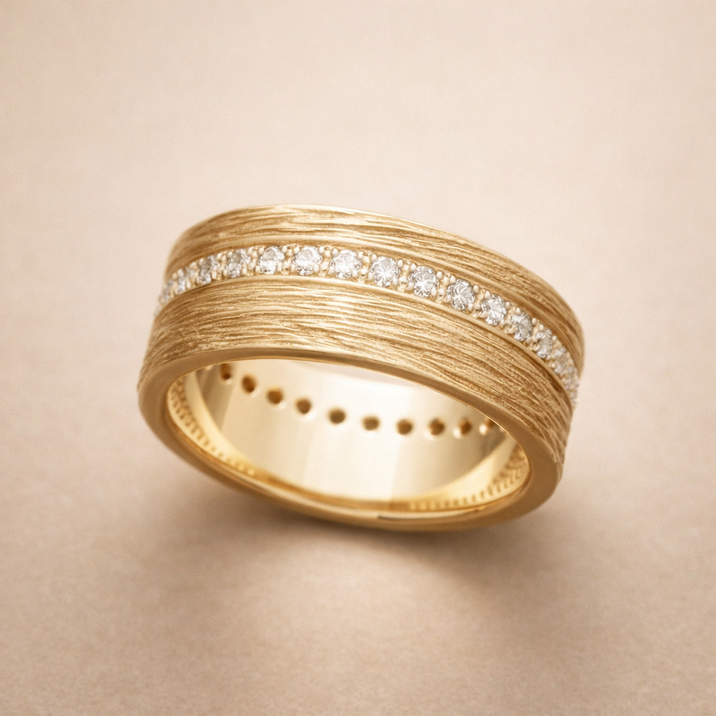 Vintage guldring med zirkonia