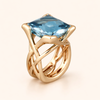 Elegant ring i roseguld med blå zirkonia