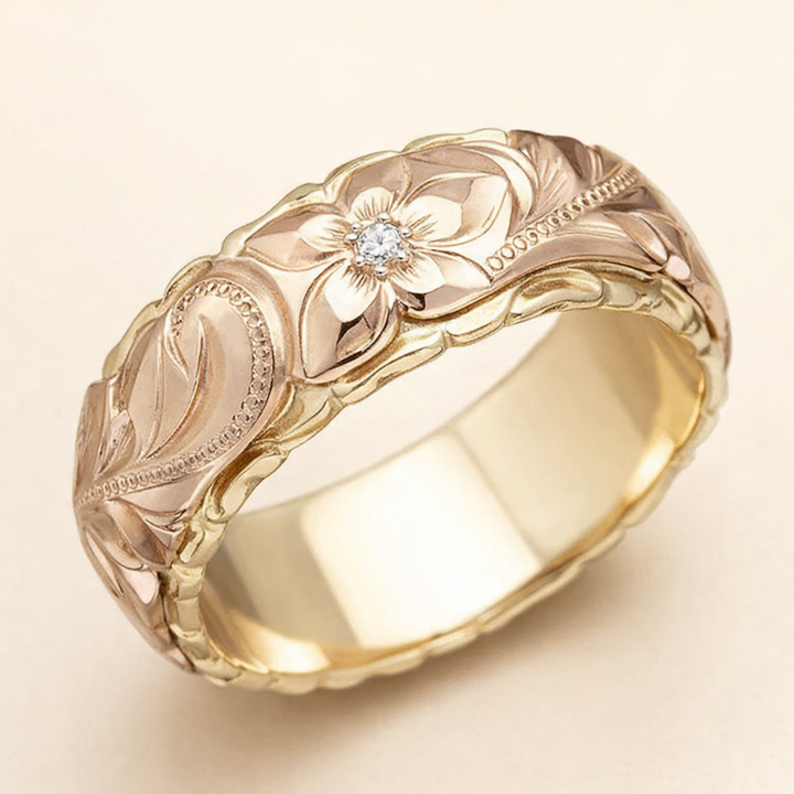 Vintage rosenblomst guldring