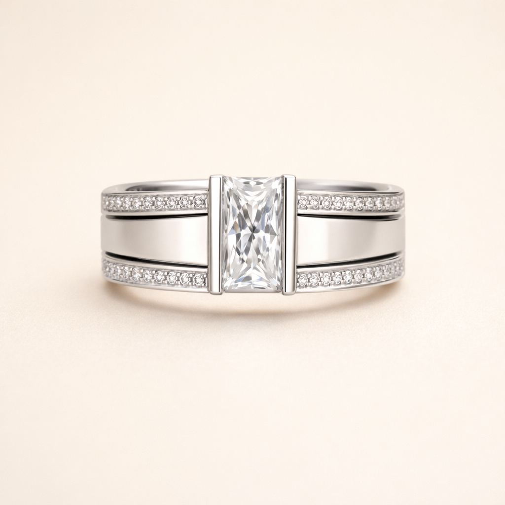 Vintage sølv krystalring